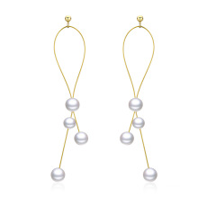 Gold Plated 925 Sterling Silver Pearl Drop Earrings